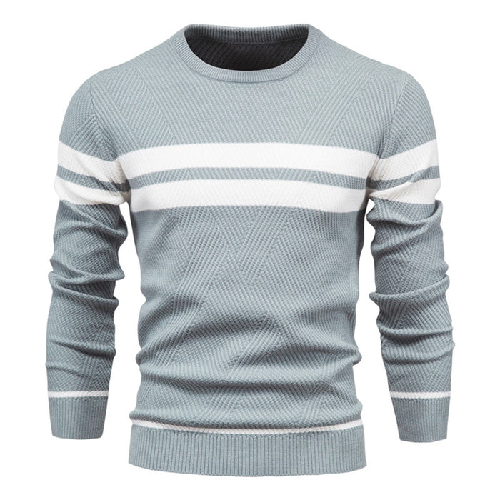 Herren Strickpullover mit Streifenmuster und Rundhalsausschnitt
