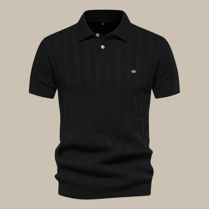 Rainer | Herren Strukturiert Knopf Polo Strickshirt