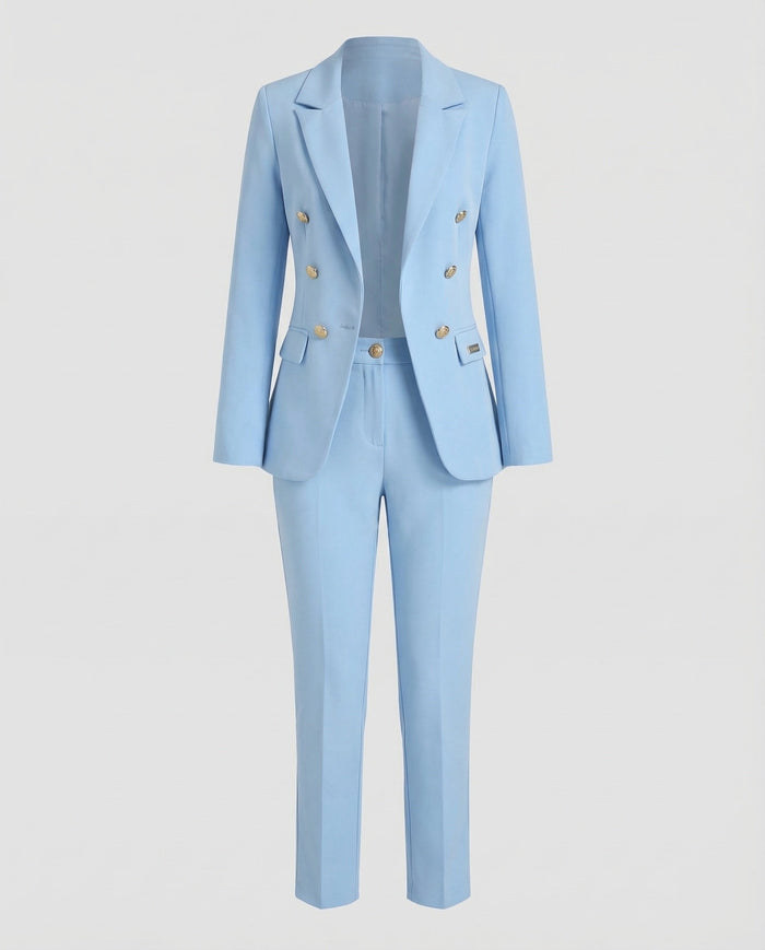 Damen Zweireihiger Hosenanzug mit Blazer und Knöchelhose