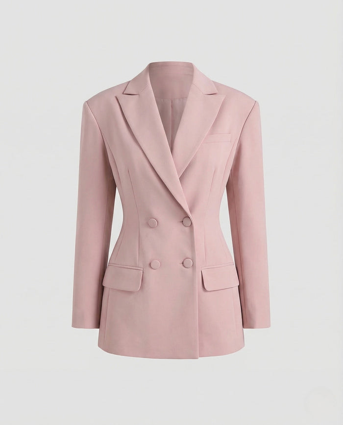 Damen Taillierter Blazer mit Doppelknopf und Revers