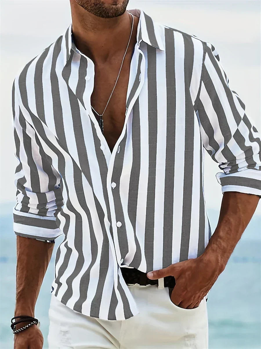 Adrian | Gestreiftes Herren Button-Down Freizeithemd