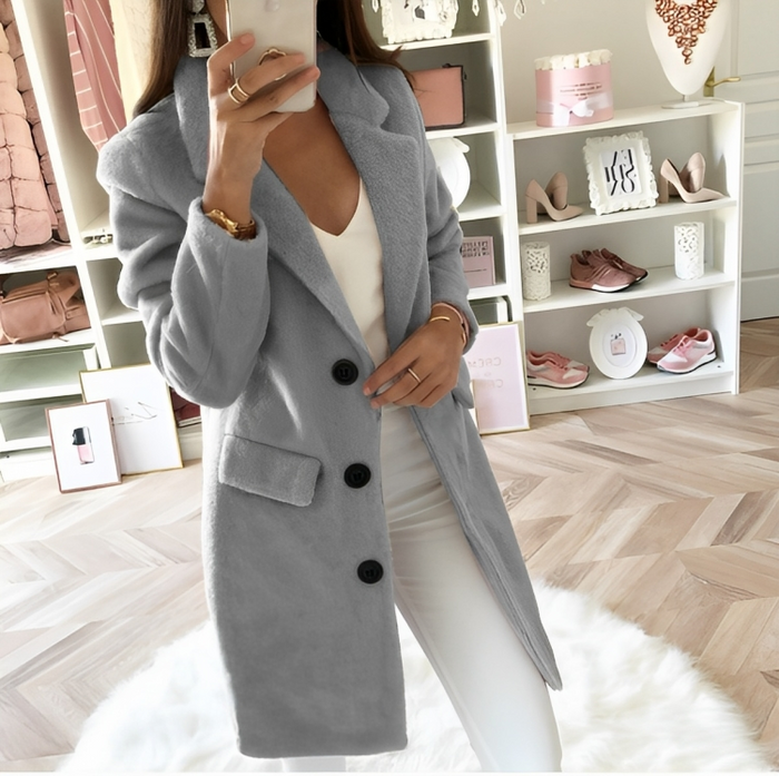 Damen Trenchcoat mit breiten Revers und Knopfleiste