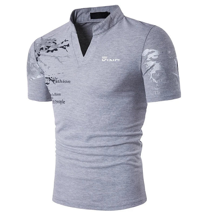 Stefan | Herren Grafikdruck V-Ausschnitt Freizeit T-Shirt