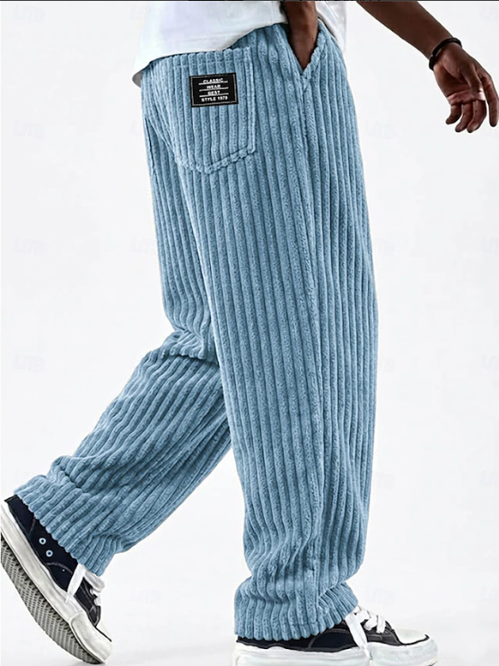 Herren Cordhose mit Weitem Bein und Gerippter Textur