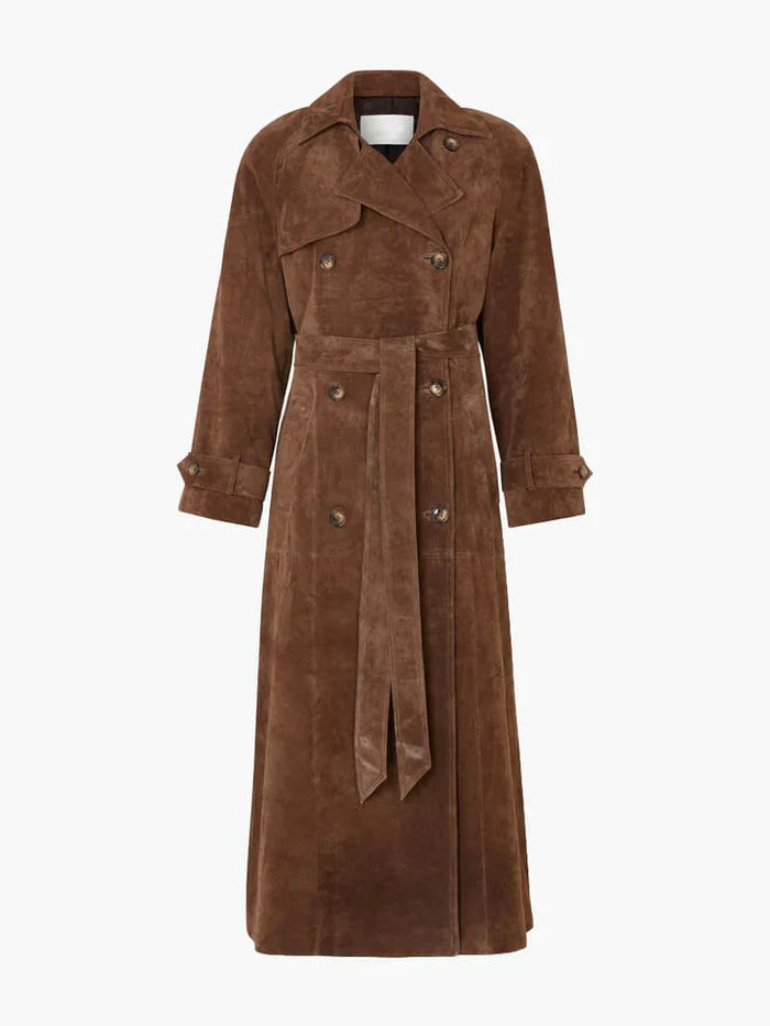 Damen Trenchcoat mit Gürtel und Langer Länge
