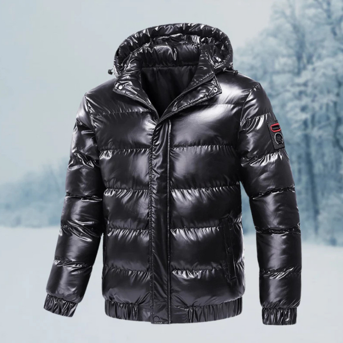 Herren Glanzstepp-Winterjacke mit Kapuze Wasserabweisend