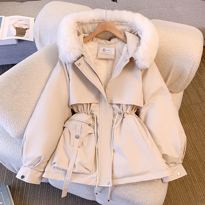 Damen Winterjacke mit Kapuze und Kunstfell-Kragen