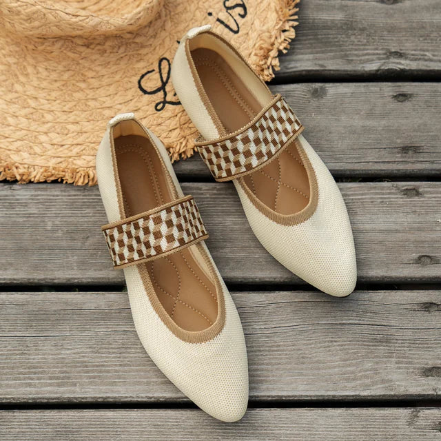 Damen Mary-Jane-Schuhe mit Klettverschluss und Flacher Sohle