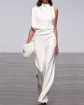 Viviane | Damen Ein Schulter Jumpsuit mit Weitem Bein