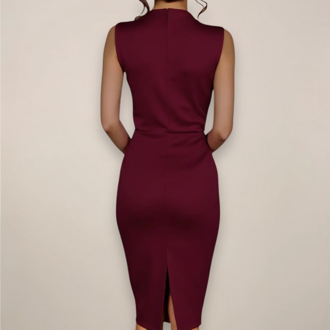 Nadine | Damen Ärmelloses High-Neck Midikleid