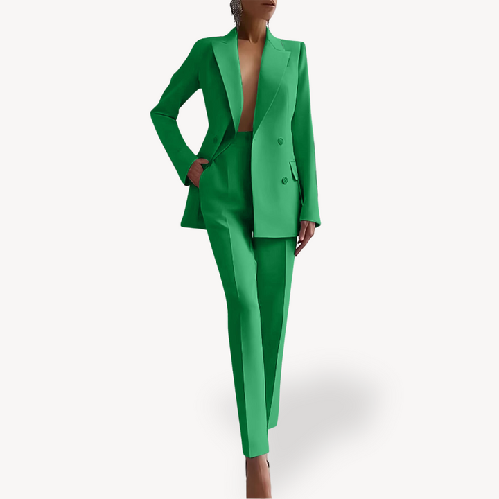 Leonie | Damen Elegantes Maßgeschneidertes Anzug-Set mit langem Blazer
