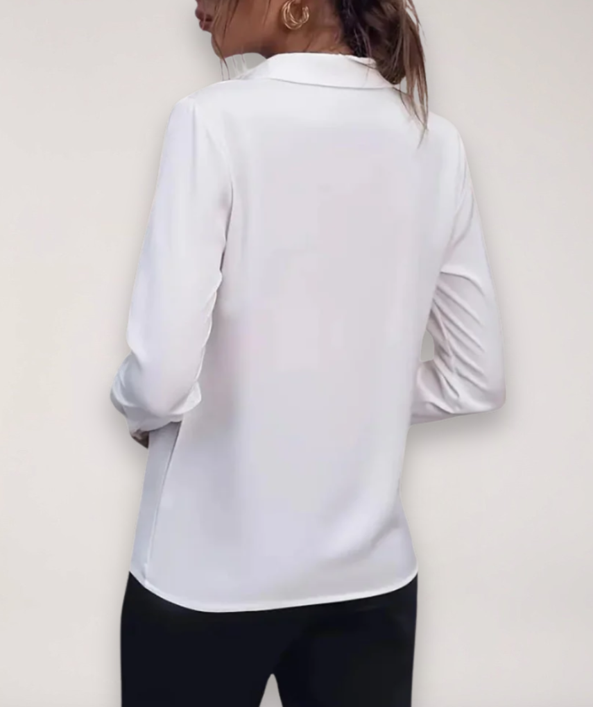 Julia | Damen Frühjahrs Bürobluse mit Knopfleiste
