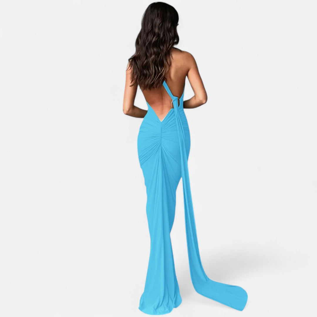 Lara | Damen Maxikleid mit Ein-Schulter-Neckholder
