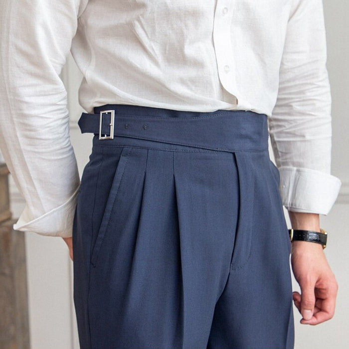 Herren Bundfalten-Hose mit Schnalle Klassischer Schnitt