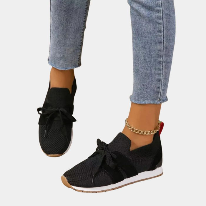 Damen Strick-Sneaker mit Klettverschluss und Atmungsaktivem Mesh