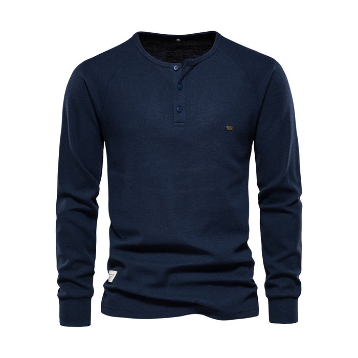 Herren Henley Langarmshirt mit Rundhalsausschnitt
