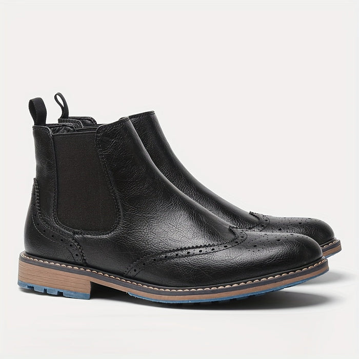 Herren Chelsea Boots mit Brogue-Detail und Gummizug