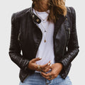 Katharina | Damen Bikerjacke Taillierter Schnitt Reißverschluss Echtleder