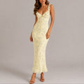 Greta | Damen Blumen Maxi Hochzeitskleid Rüschenträger Elegant