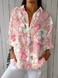 Elisabeth | Damen Blumenprint-Bluse mit V-Ausschnitt lockere Passform