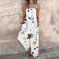 Nora | Damen Blumenprint Latzhose Weites Bein Ärmelloser Overall
