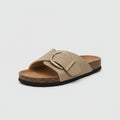 Katharina | Damen Comfortable Sandals Breiter Riemen Schnalle Slip-On Flachsandalen