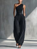 Charlotte | Damen Einteiliger Strick-Top Wide-Leg-Hosen-Set