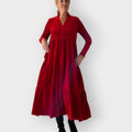 Emilia | Damen Festliche Kleider Samtkleid Langarm Gestufte Maxi