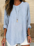 Charlotte | Damen Gestreifte Langarm-Bluse mit Rundhalsausschnitt Casual