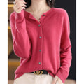 Leonie | Damen Kaschmir Cardigan Klassischer Strickjacke Knopfleiste