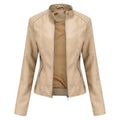 Katharina | Damen Kurze Taillierte Kunstleder Bikerjacke mit Reißverschluss
