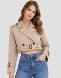 Amelie | Damen Kurzer Taillierter Trench Coat Doppelreihig Gürteljacke