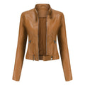 Hannah | Damen Kurzgeschnittene Biker Kunstleder Jacke mit Reißverschluss