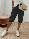 Leonie | Damen Leinen Bermuda Shorts mit Kordelzug Cropped