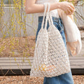 Mia | Damen Makramee Tote Bag aus Baumwolle gehäkelte Einkaufstasche