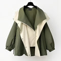 Hannah | Damen Oversized Trench Coat Wasserdichter Kurzmantel mit Doppelkragen