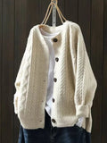 Johanna | Damen Oversized Zopfmuster-Cardigan mit Knopfleiste