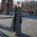 Emilia | Damen Oversized Zweireiher Maxi Trench Coat mit Bindegürtel