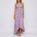 Luisa | Damen Plissee-Rüschen Neckholder Maxi-Kleid für Hochzeitsgäste im Herbst