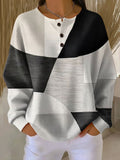 Annika | Damen Relaxed-Fit Colourblock Waffelstrick Henley Pullover