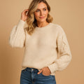 Elisabeth | Damen Soft-Knit Zopfmuster Langarm Pullover