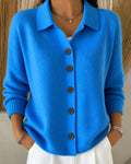 Nora | Damen Strickjacke mit Hemdkragen und Knopfleiste Relaxed Fit