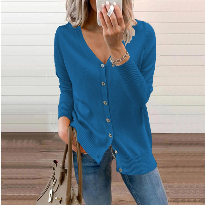 Amelie | Damen V-Ausschnitt Strickjacke Langarm Cardigan mit Knöpfen