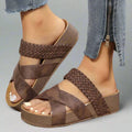 Julia | Damen Geflochtene Cross Strap Keilsandalen