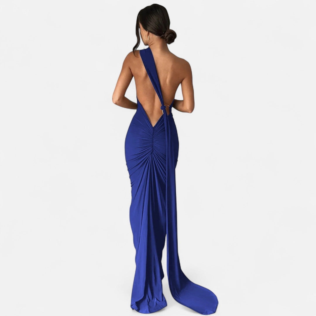 Lara | Damen Maxikleid mit Ein-Schulter-Neckholder