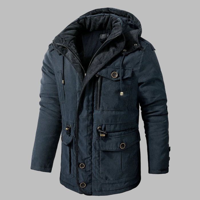 Herren Winterjacke mit Kapuze und Mehreren Taschen