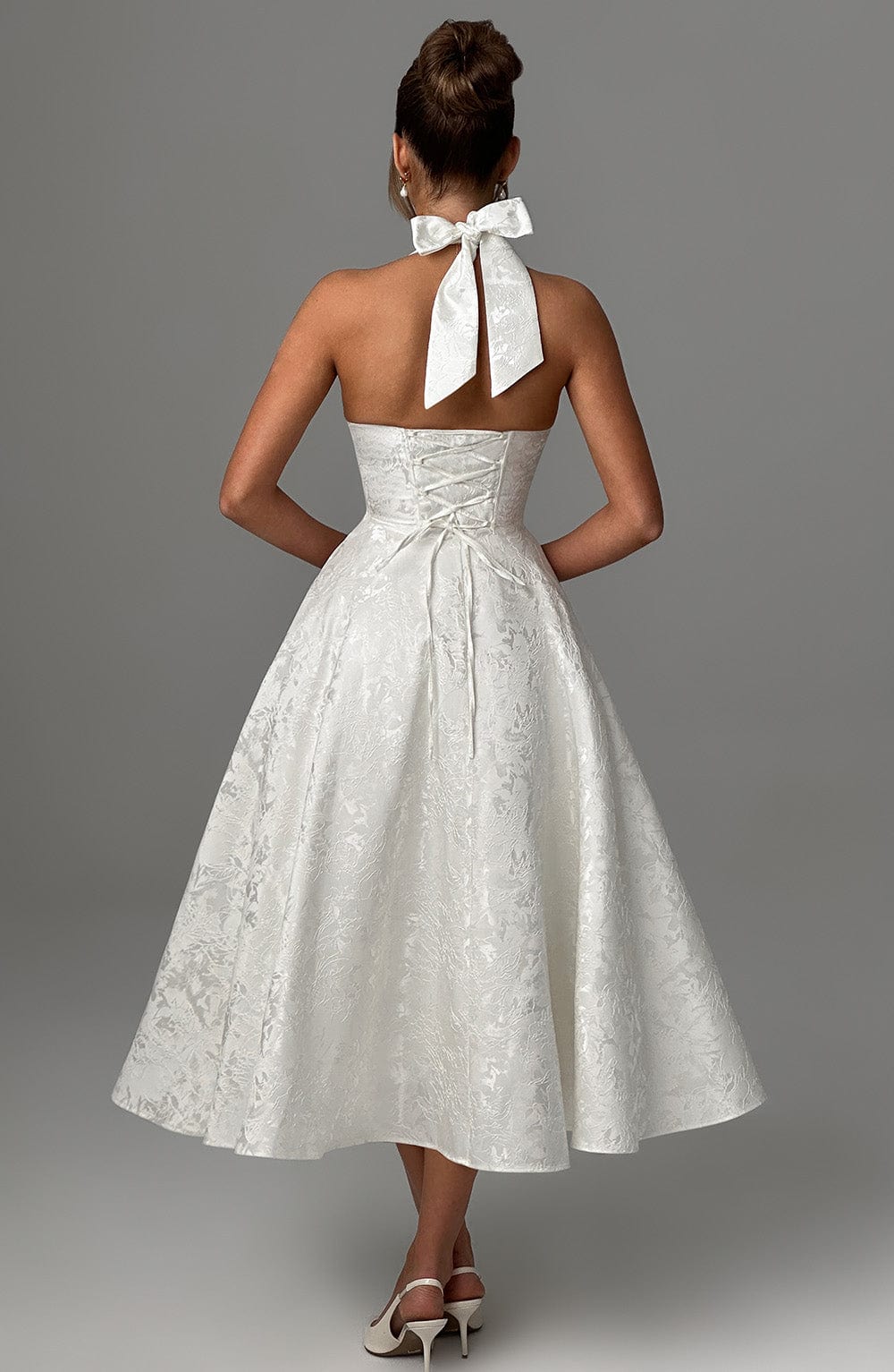 Kerstin | Damen Halter Midi Kleid für Hochzeitsgäste