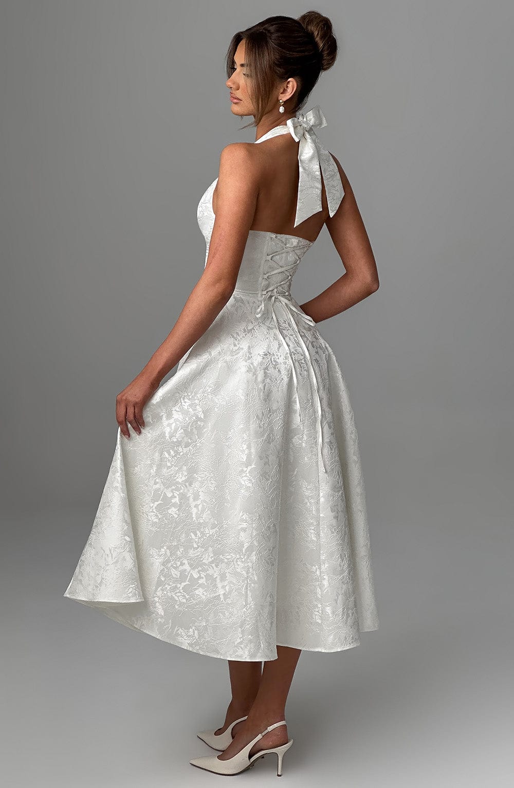 Kerstin | Damen Halter Midi Kleid für Hochzeitsgäste