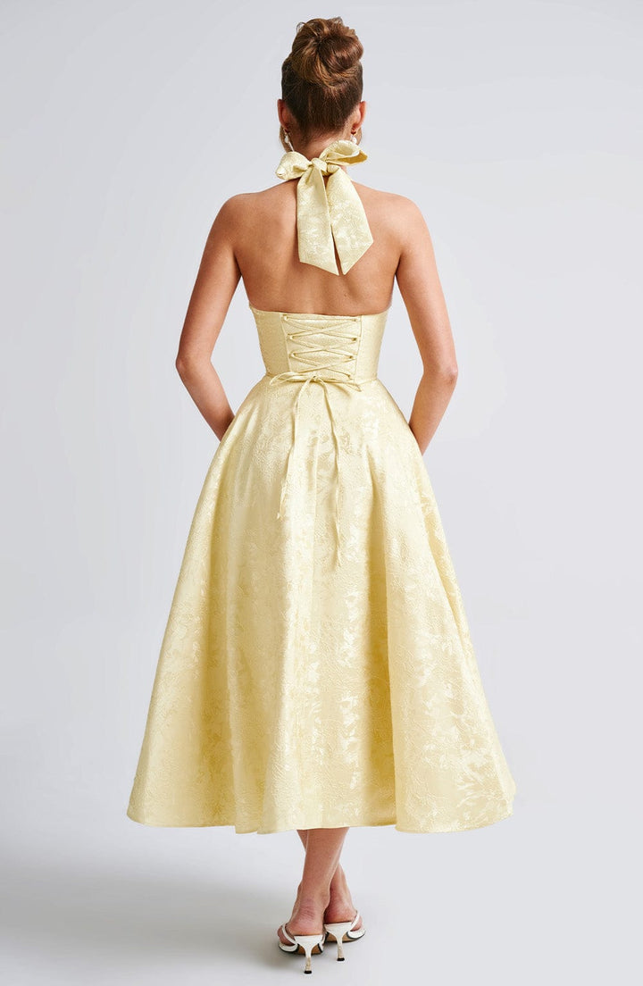 Kerstin | Damen Halter Midi Kleid für Hochzeitsgäste