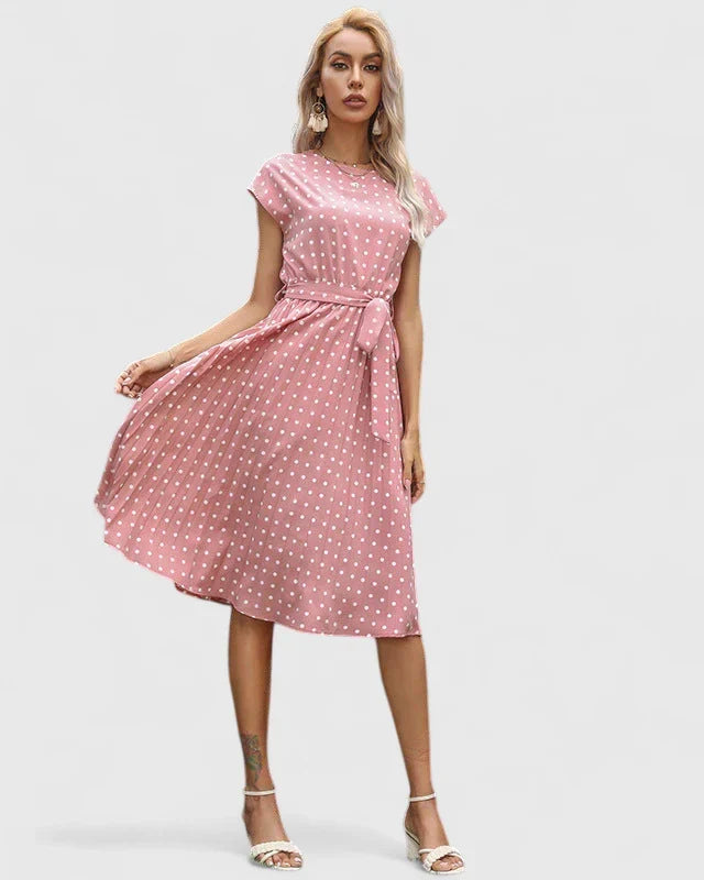 Veronika | Damen Midikleid mit Kurzärmeln und Faltenrock